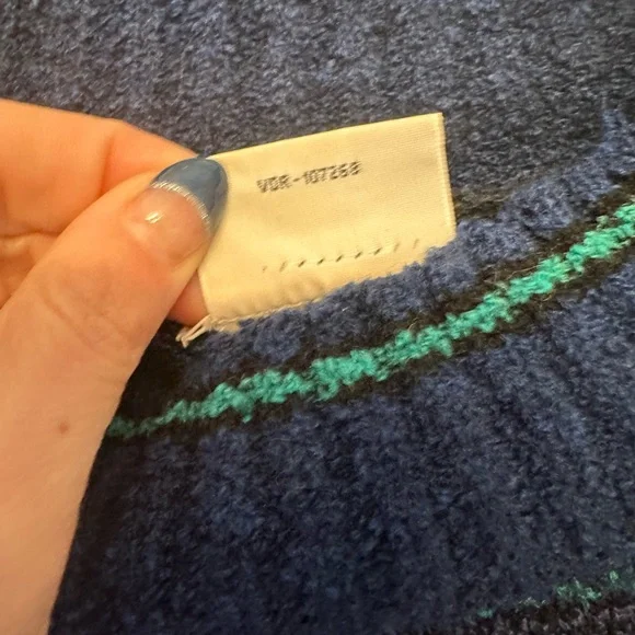 Vintage Y2K Era Yarnworks Navy Striped Turtleneck Sweater Size XL - Picture 3 of 7